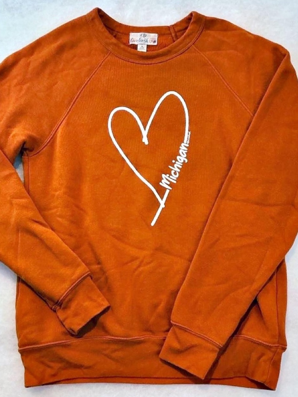 Michigan Heart Graphic Crewneck Sweatshirt - Rust Orange